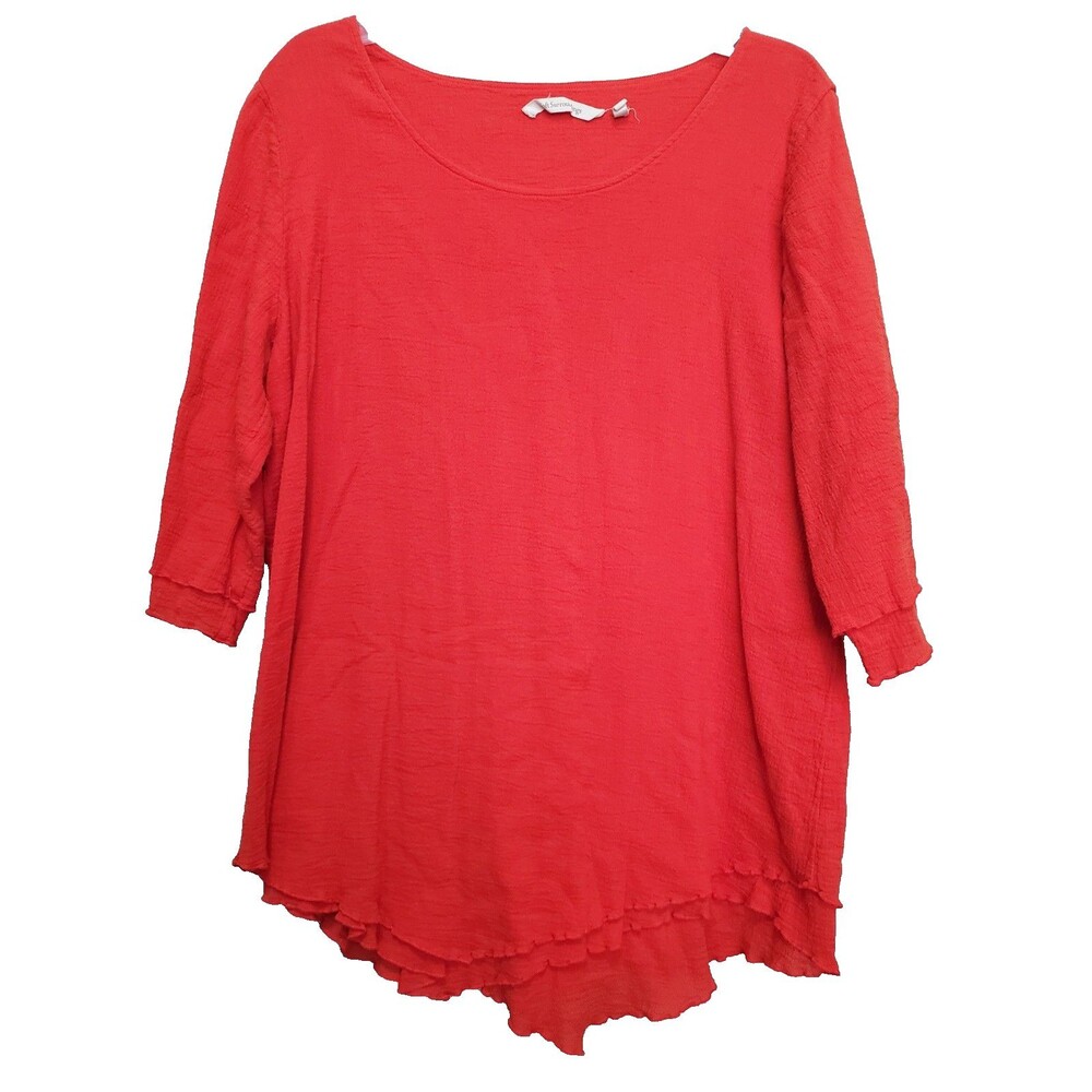 Soft Surroundings Orange Siesta Key Tunic Layered Gauzy 3/4 Sleeve Sz XL Beachy
